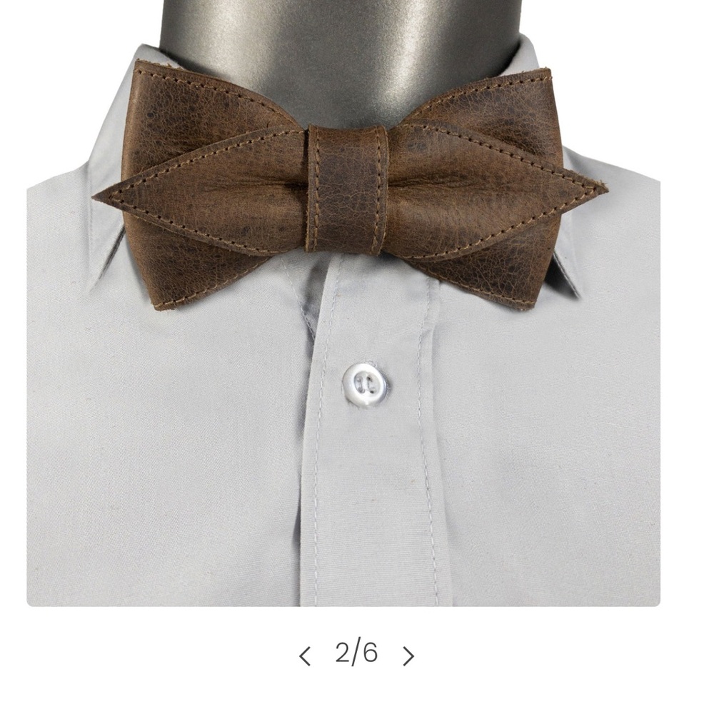Elegant Brown Leather Bow Tie